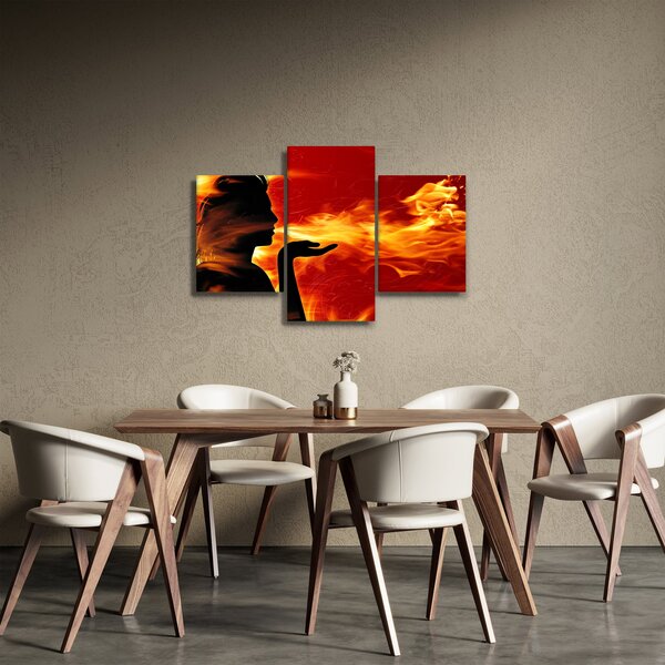 Obraz zeny s plameňmi (90x60 cm)