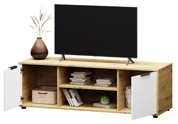 TV stolík Neston TV-E-2D - biela / dub wotan