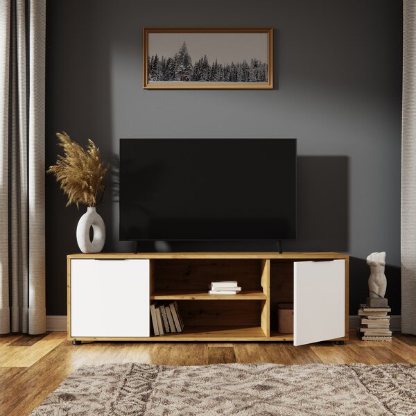 TV stolík Neston TV-E-2D - biela / dub wotan