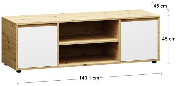 TV stolík Norman TV-E-2D - biela / dub wotan