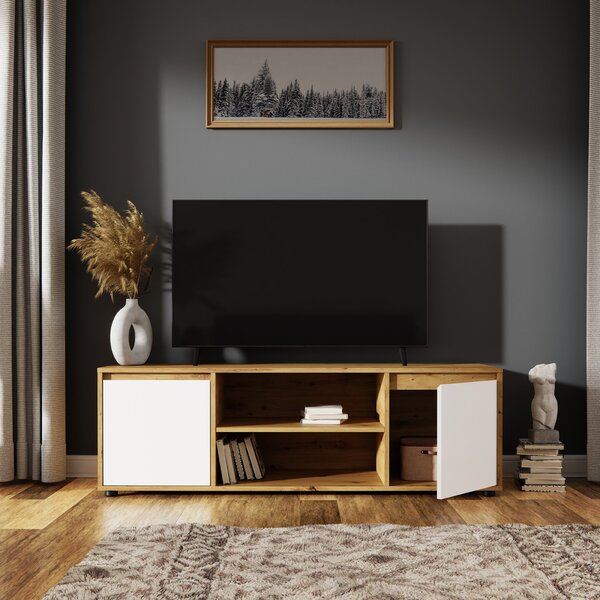 TV stolík Norman TV-E-2D - biela / dub wotan