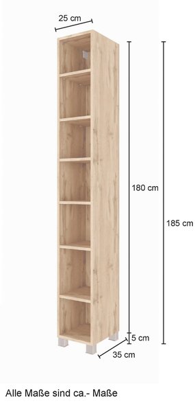 REGÁL DO KÚPEĽNE, farba duba, 25/180/35 cm Held - Kúpeľňové skrinky, Online Only