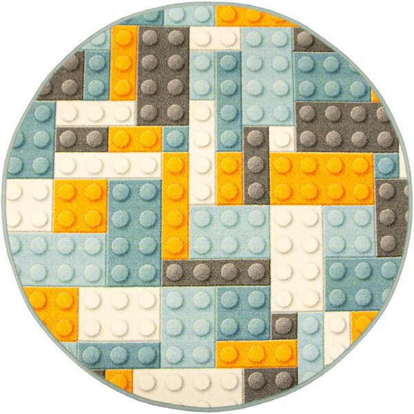 Detský koberec kocky lego orange kruh