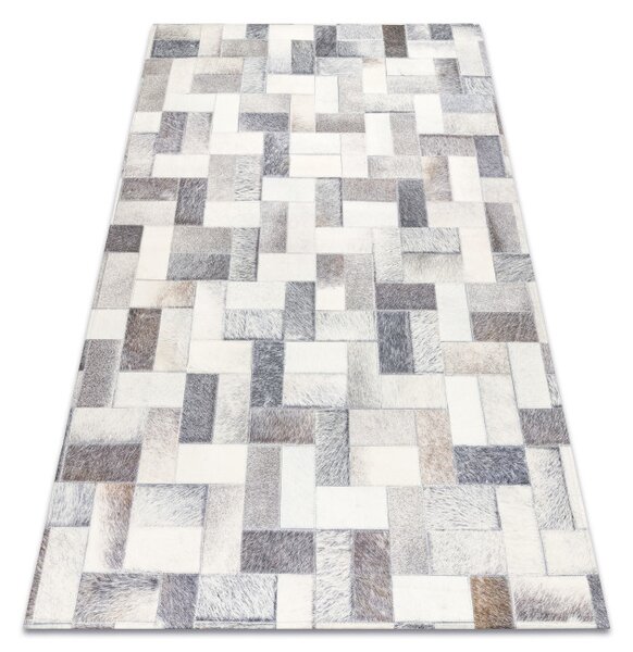 Koberec PATCHWORK 21723 sivý - imitácia kože krava, deski