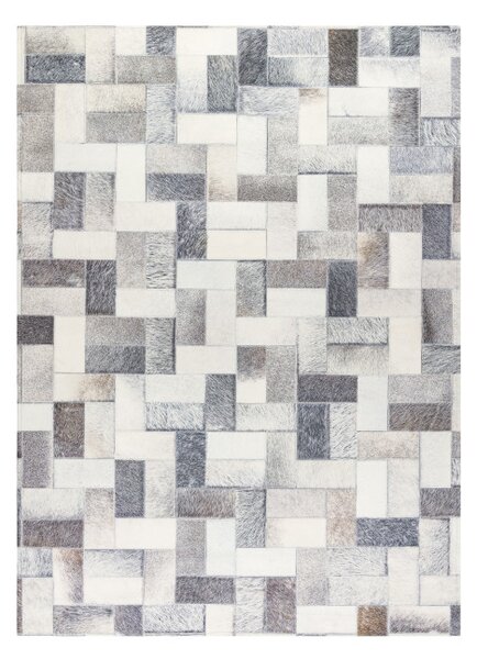 Koberec PATCHWORK 21723 sivý - imitácia kože krava, deski