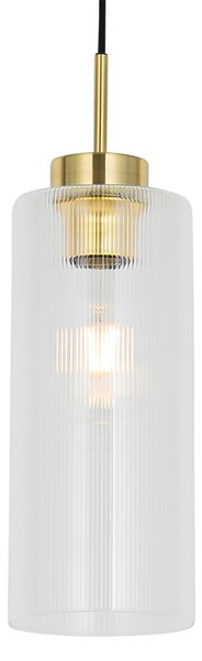 Art Deco závesné svietidlo zlaté so sklom - Laura