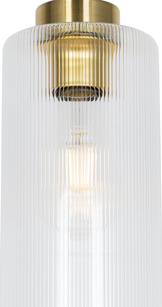 Art Deco závesné svietidlo zlaté so sklom - Laura