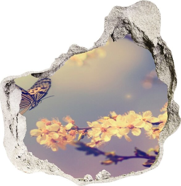 Diera 3D fototapety nálepka Čerešňový kvet a motýľ