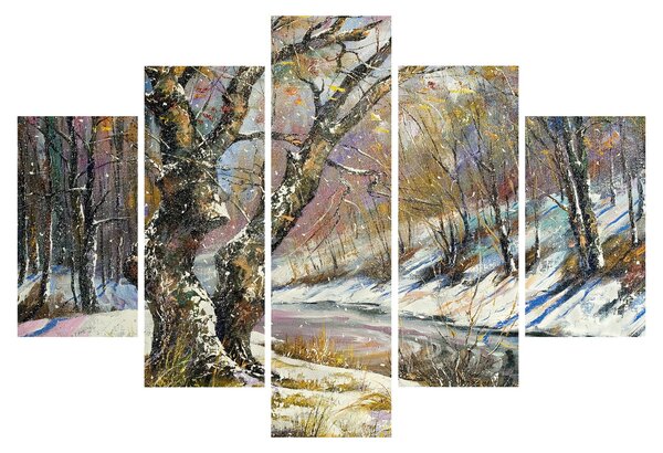 Obraz maľovanej zimnej krajiny (150x105 cm)