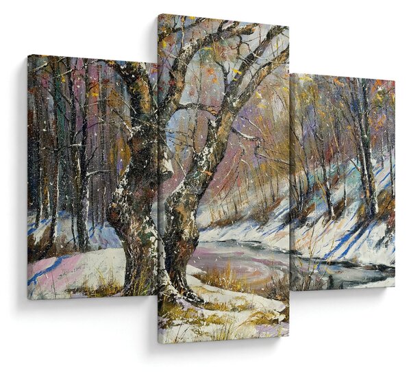 Obraz maľovanej zimnej krajiny (90x60 cm)