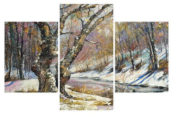 Obraz maľovanej zimnej krajiny (90x60 cm)