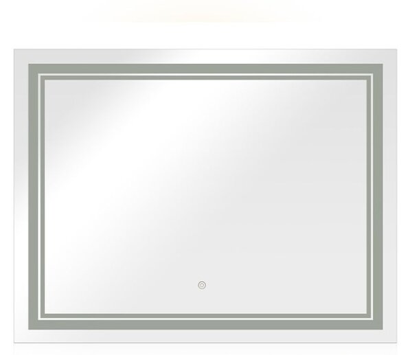 Dizajnové zrkadlo s LED, 70x90 cm, 3 farby svetla, hliník