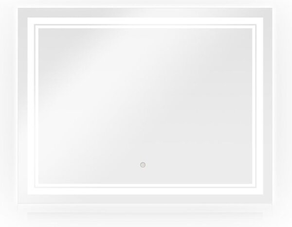 Dizajnové zrkadlo s LED, 70x90 cm, 3 farby svetla, hliník