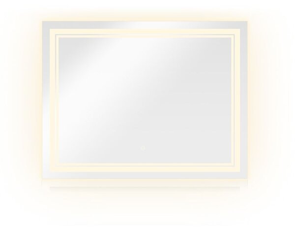 Dizajnové zrkadlo s LED, 70x90 cm, 3 farby svetla, hliník