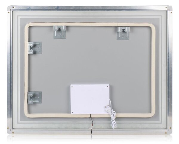 Dizajnové zrkadlo s LED, 70x90 cm, 3 farby svetla, hliník