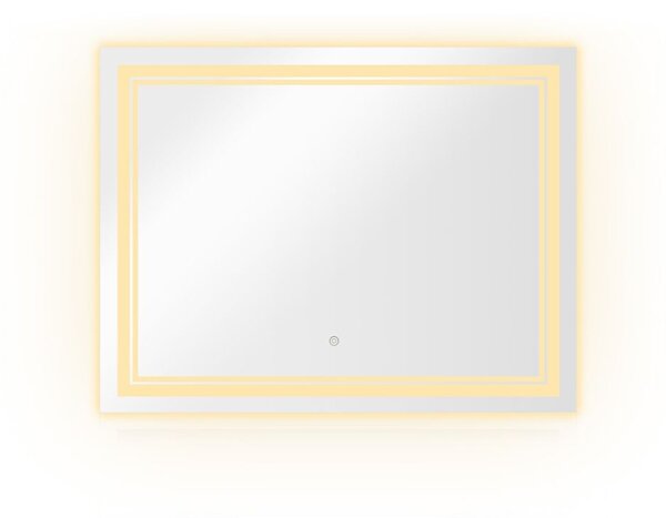 Dizajnové zrkadlo s LED, 70x90 cm, 3 farby svetla, hliník