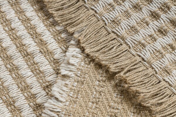 Koberec JUTE 3650 so strapcami krémový / béžový