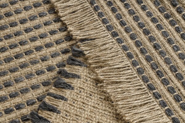 Koberec JUTE 3652 so strapcami čierny / béžový