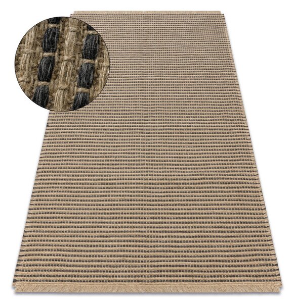 Koberec JUTE 3652 so strapcami čierny / béžový