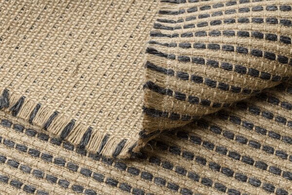 Koberec JUTE 3652 so strapcami čierny / béžový