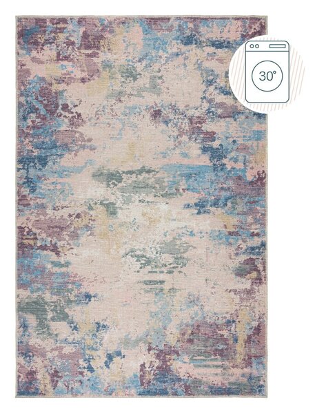 Modro-fialový umývateľný koberec s prímesou recyklovaných vlákien 80x150 cm Reid – Flair Rugs