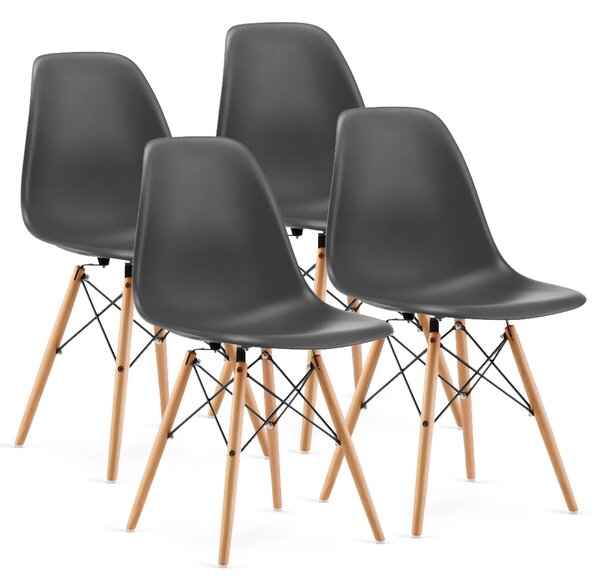 ModernHome Súprava štyroch šedých jedálenských stoličiek
