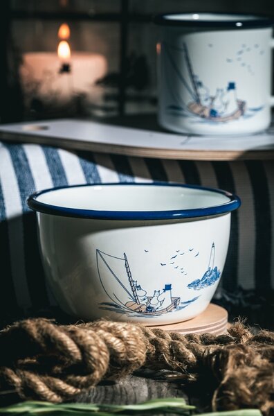 Muurla Miska Moomin Sailors 0,6l, smalt / bielo-modrá