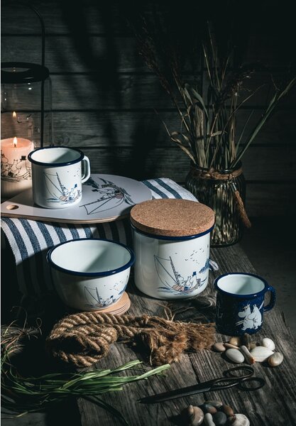 Muurla Hrnček Moomin Sailors 0,37l, smalt / bielo-modrý