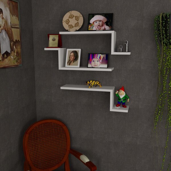 Kalune Design Sada 3 nástenných políc LOWA biela