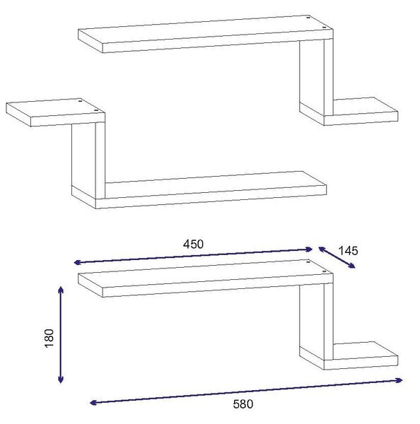 Kalune Design Sada 3 nástenných políc LOWA biela