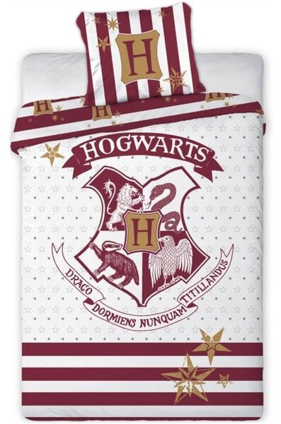 Bavlnené posteľné obliečky Harry Potter - motív erb Hogwarts - 100% bavlna - 70 x 90 cm + 140 x 200 cm