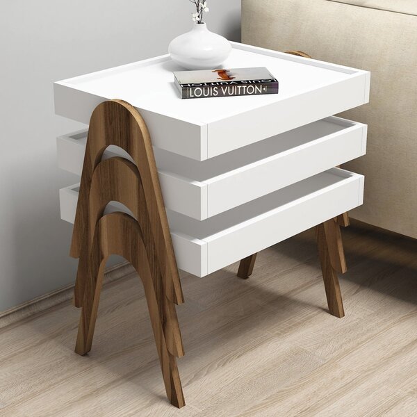 Hanah Home Sada odkládacích stolků Roma 53,6 cm ořech/bílá