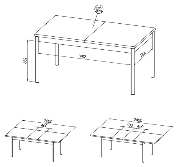 Rozkladací stôl Prestigo P14 160-240x90 - orech warmia / čierna