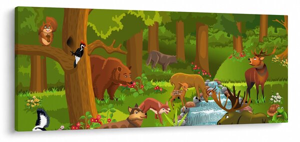 Detský obraz so zvieratkami (120x50 cm)
