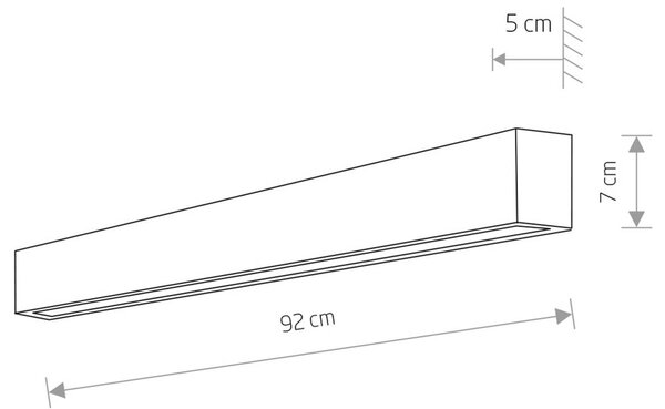 Rovné nástenné svietidlo M, 92 cm, biele