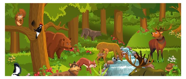 Detský obraz so zvieratkami (120x50 cm)