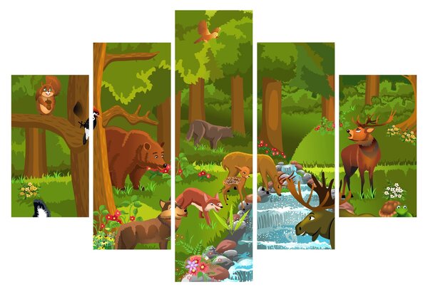 Detský obraz so zvieratkami (150x105 cm)