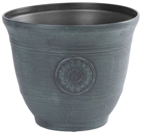 Kvetináč Strend Pro, efekt kovu, zelený, 30 cm