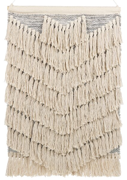 Závesná nástenná dekorácia béžová bavlnená ručne tkaná so strapcami boho dekorácia obývacia izba spálňa