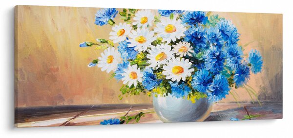 Maľovaný obraz vázy kvetín (120x50 cm)