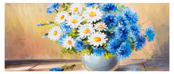 Maľovaný obraz vázy kvetín (120x50 cm)