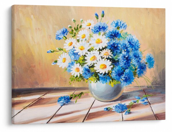Maľovaný obraz vázy kvetín (70x50 cm)