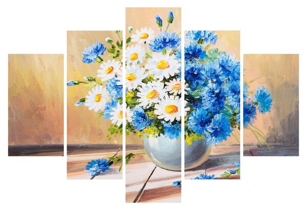 Maľovaný obraz vázy kvetín (150x105 cm)
