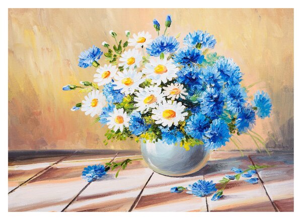 Maľovaný obraz vázy kvetín (70x50 cm)