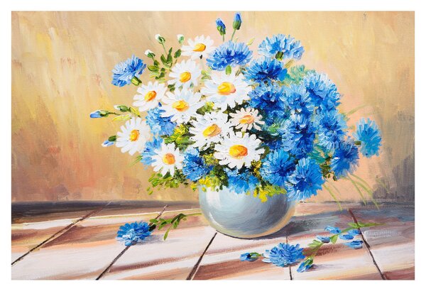 Maľovaný obraz vázy kvetín (90x60 cm)