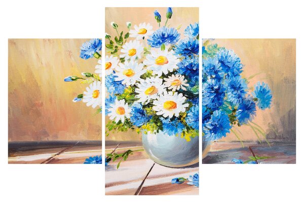 Maľovaný obraz vázy kvetín (90x60 cm)