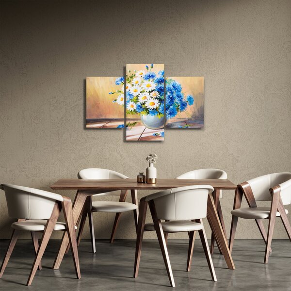 Maľovaný obraz vázy kvetín (90x60 cm)