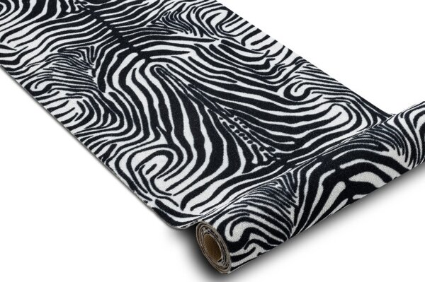 Protišmykový behúň DIGITAL zebra, biely / čierny