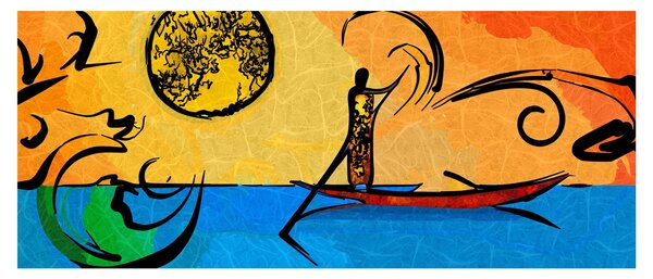 Obraz starovekej maľby (120x50 cm)