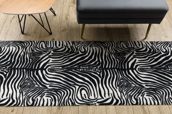 Protišmykový behúň DIGITAL zebra, biely / čierny